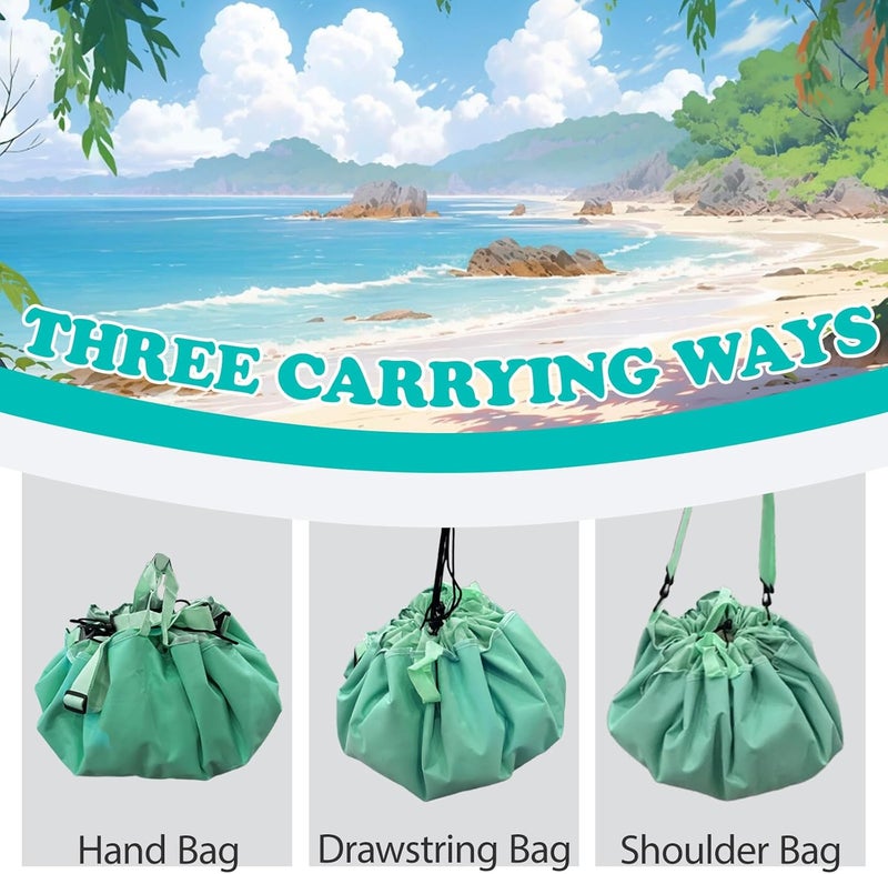 YERGOFE Wetsuit Changing Mat - 90x90cm | 600D Sandproof Beach Bag with Storage Pockets | Drawstring Tote for Surfing, Camping & Family Beach Days - Image 5